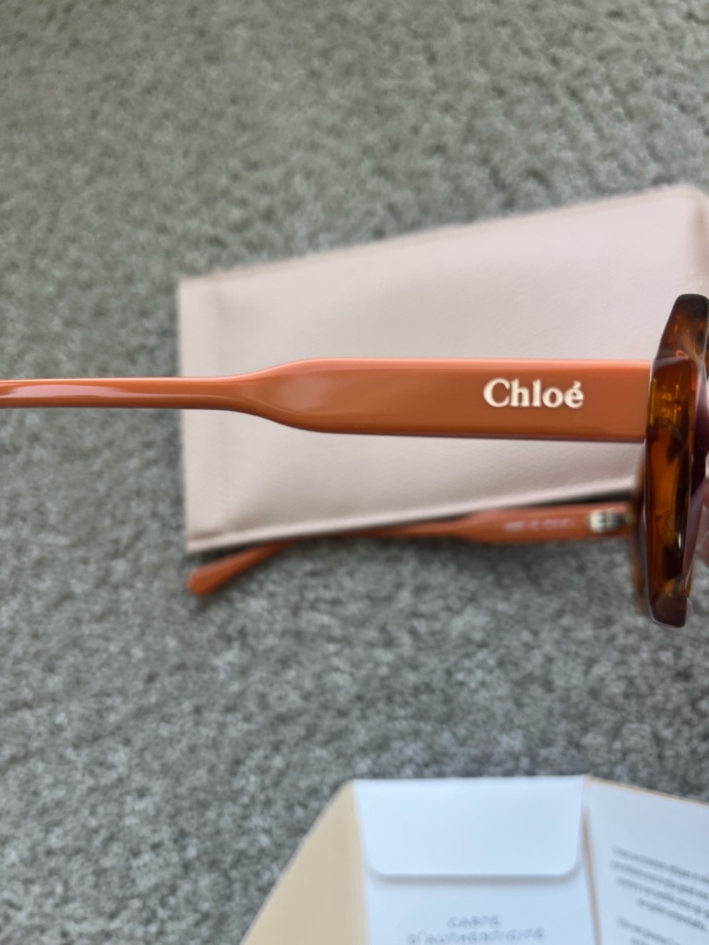 NWOT Chloe Orange Hexagon Frame Sunglasses case, cert of authenticity included - Picture 8 of 13
